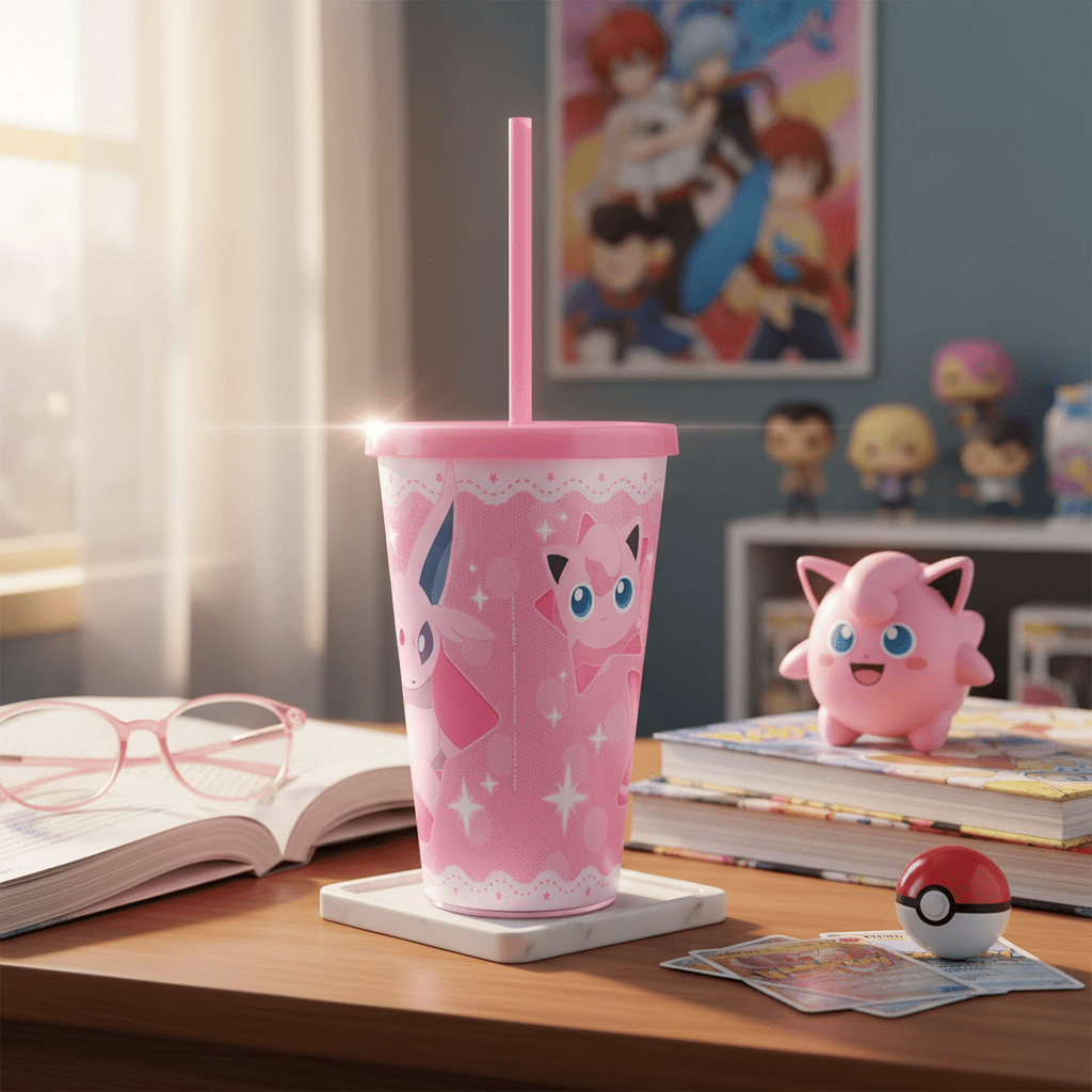 Pokémon Espeon, Mew en Jigglypuff beker met rietje 470 ml - Fans Geek Storeproduct_type#ABYstyle