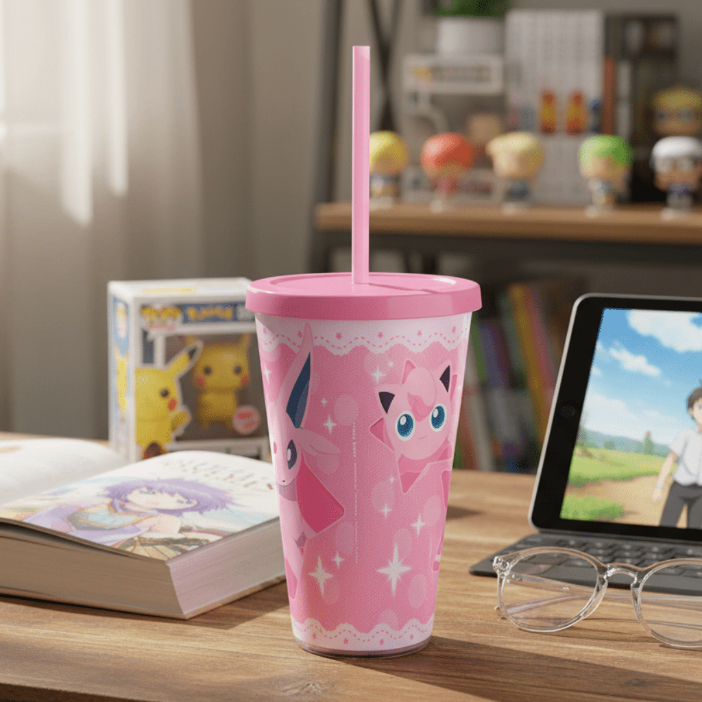 Pokémon Espeon, Mew en Jigglypuff beker met rietje 470 ml - Fans Geek Storeproduct_type#ABYstyle