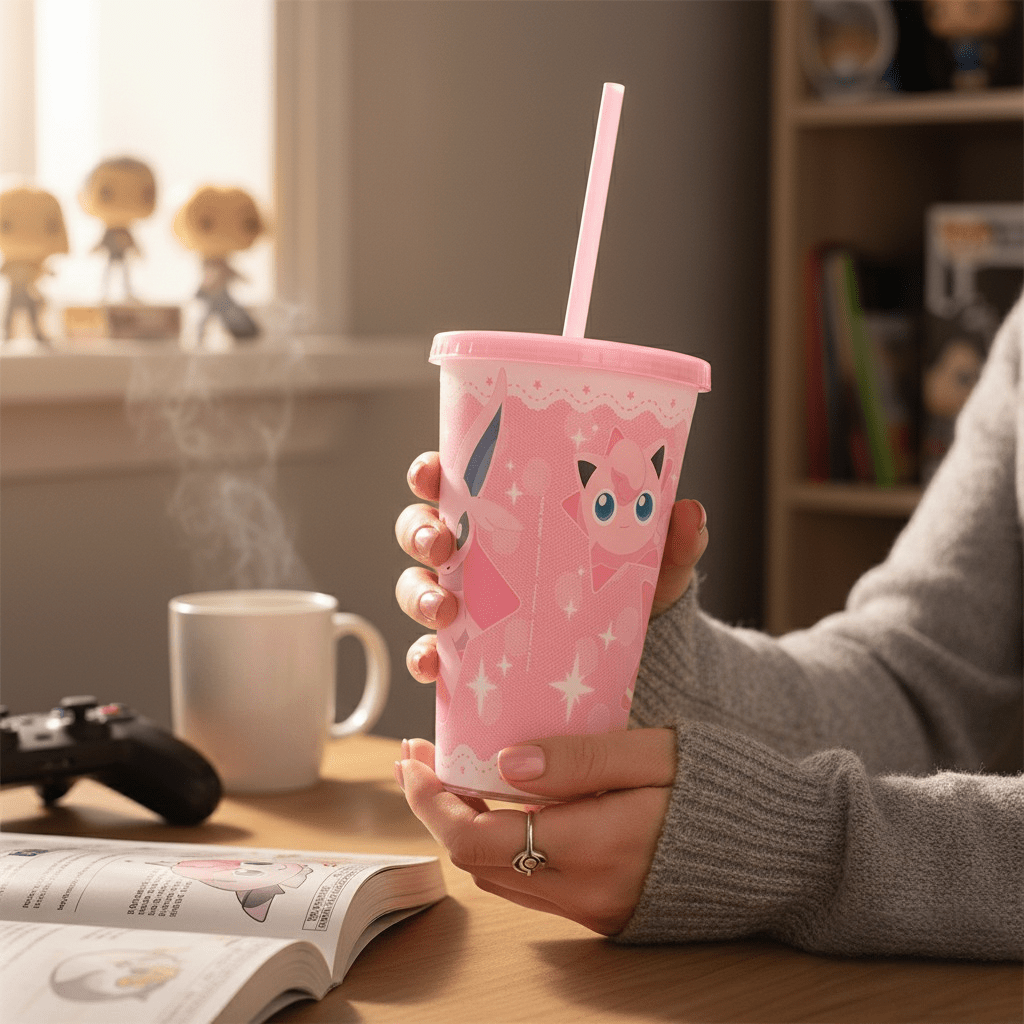 Pokémon Espeon, Mew en Jigglypuff beker met rietje 470 ml - Fans Geek Storeproduct_type#ABYstyle