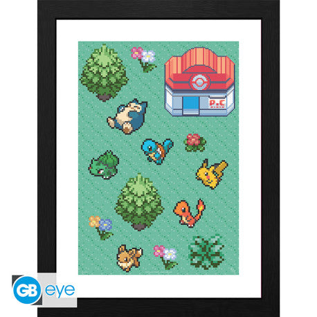 Pokémon Ingelijste Poster Pixel Art GB Eye 30x40cm