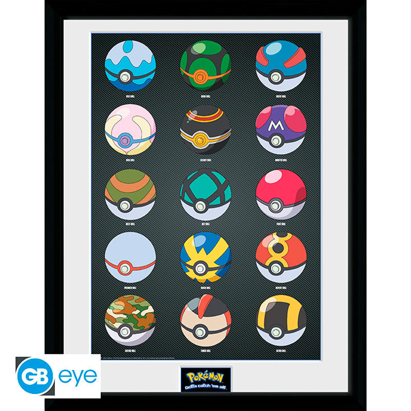 Pokémon Ingelijste Poster Pokeballs GB eye 30.5x40.6cm