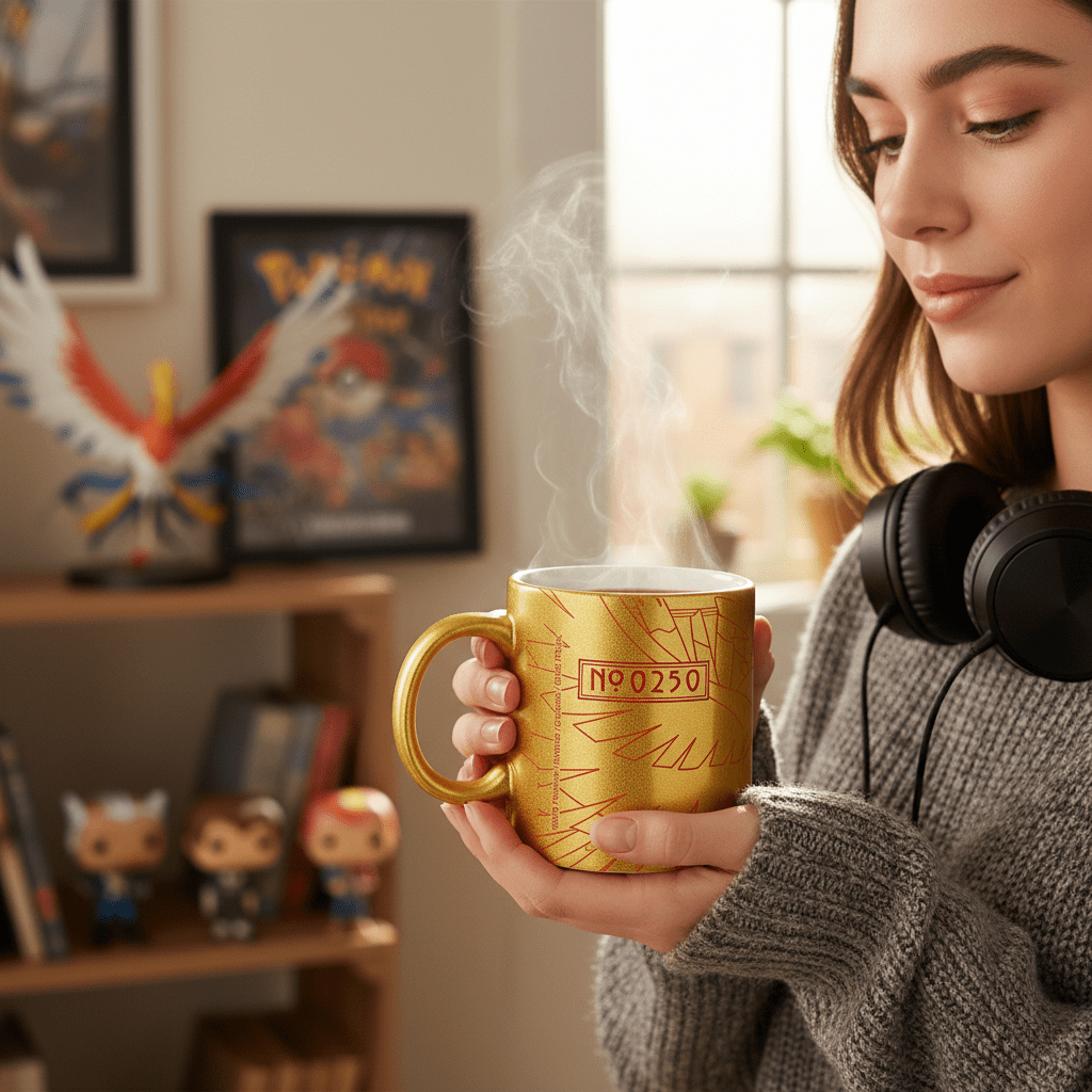 Pokémon Ho-Oh keramieken mok met gouden afwerking 320 ml - Fans Geek Storeproduct_type#ABYstyle