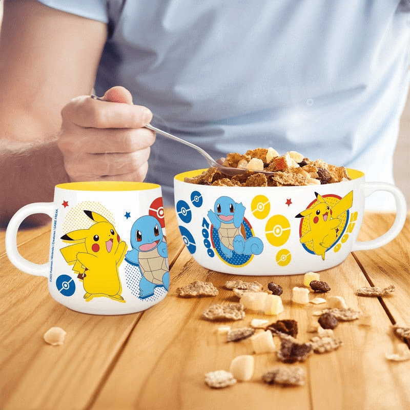 Pokémon ontbijtset met mok en kom, Pikachu en Kanto-starters - Fans Geek Storeproduct_type#Pokémon