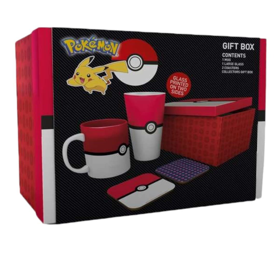 POKEMON - Pck Glass XXL + Mug + 2 Coasters "Pokéball" - Fans Geek Store