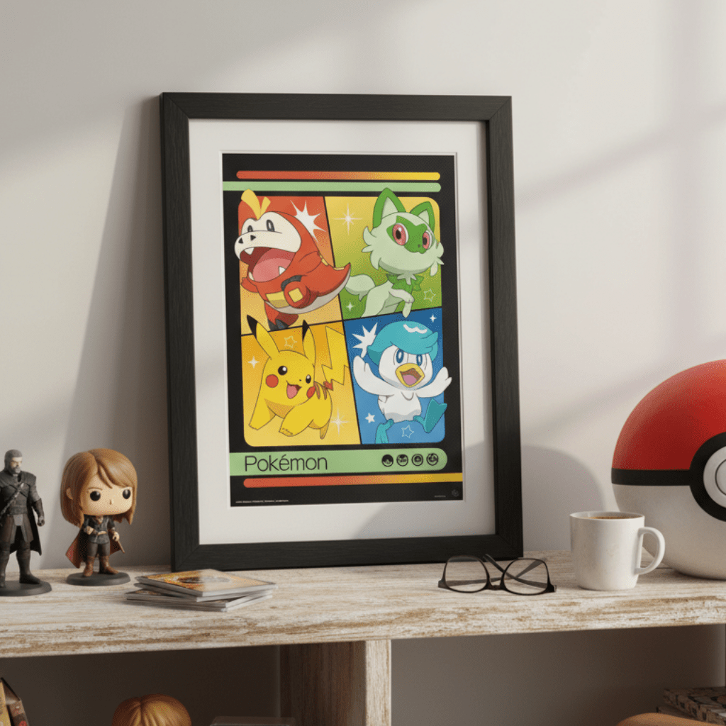Pokémon Scarlet & Violet-ingelijste poster met Paldea-starters - Fans Geek Storeproduct_type#ABYstyle
