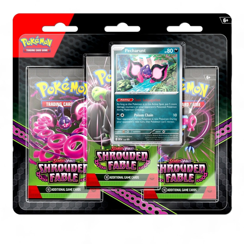 Pokémon TCG: Shrouded Fable 3 Booster Packs & Pecharunt Promo Card - Fans Geek Store