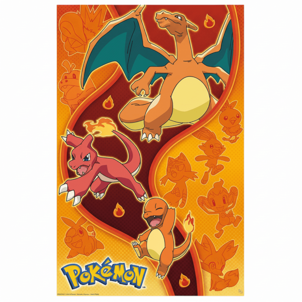 Pokémon vuurtype-poster met Charmander en Charizard 61 × 91,5 cm - Fans Geek Storeproduct_type#GB Eye