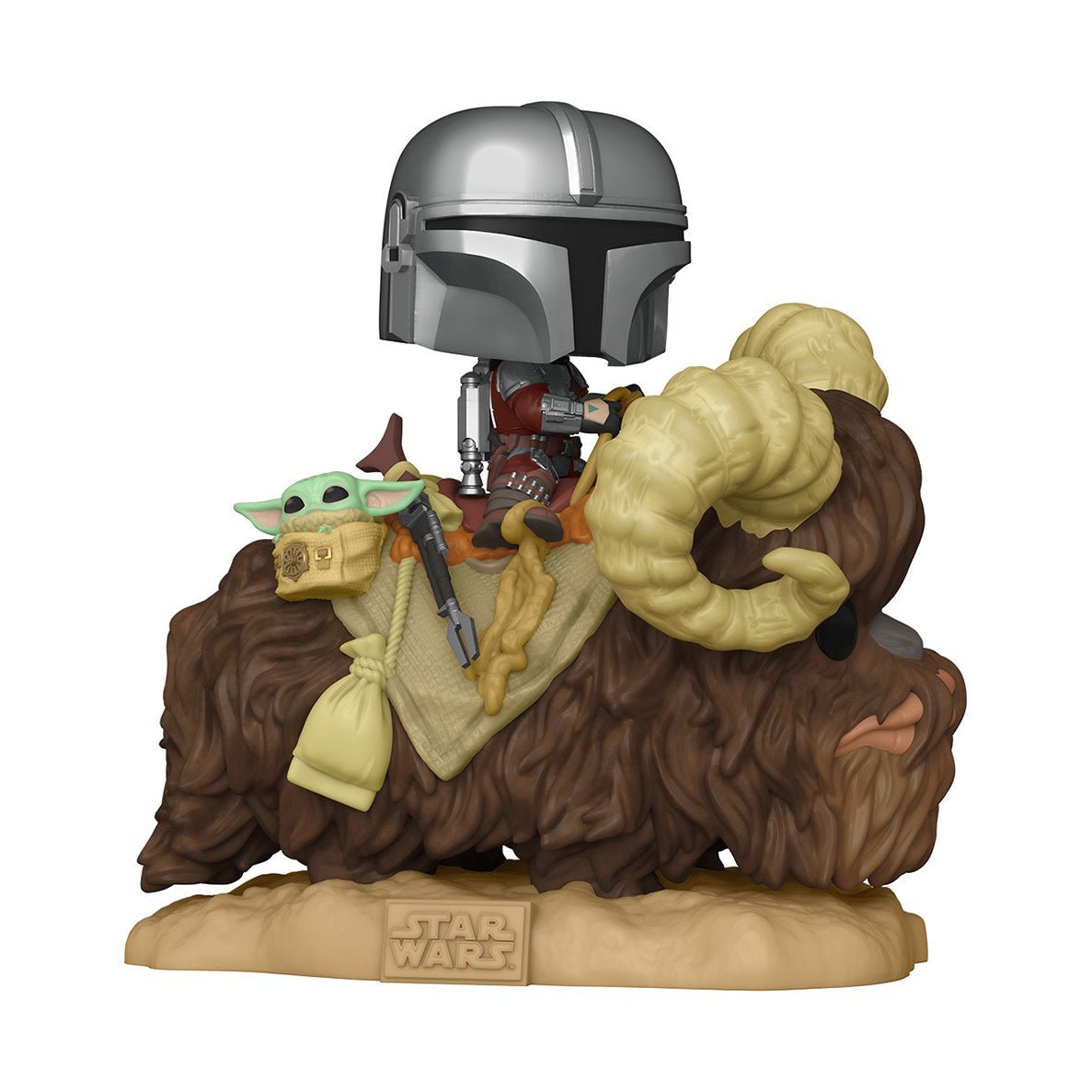 Pop! Star Wars: Deluxe - The Mandalorian - The Mandalorian on Bantha with Child in Bag - Fans Geek Store