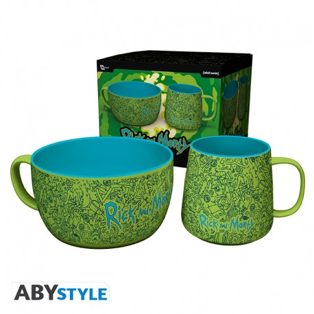 Rick and Morty Ontbijtset Pattern ABYstyle Keramiek 2 Stuks
