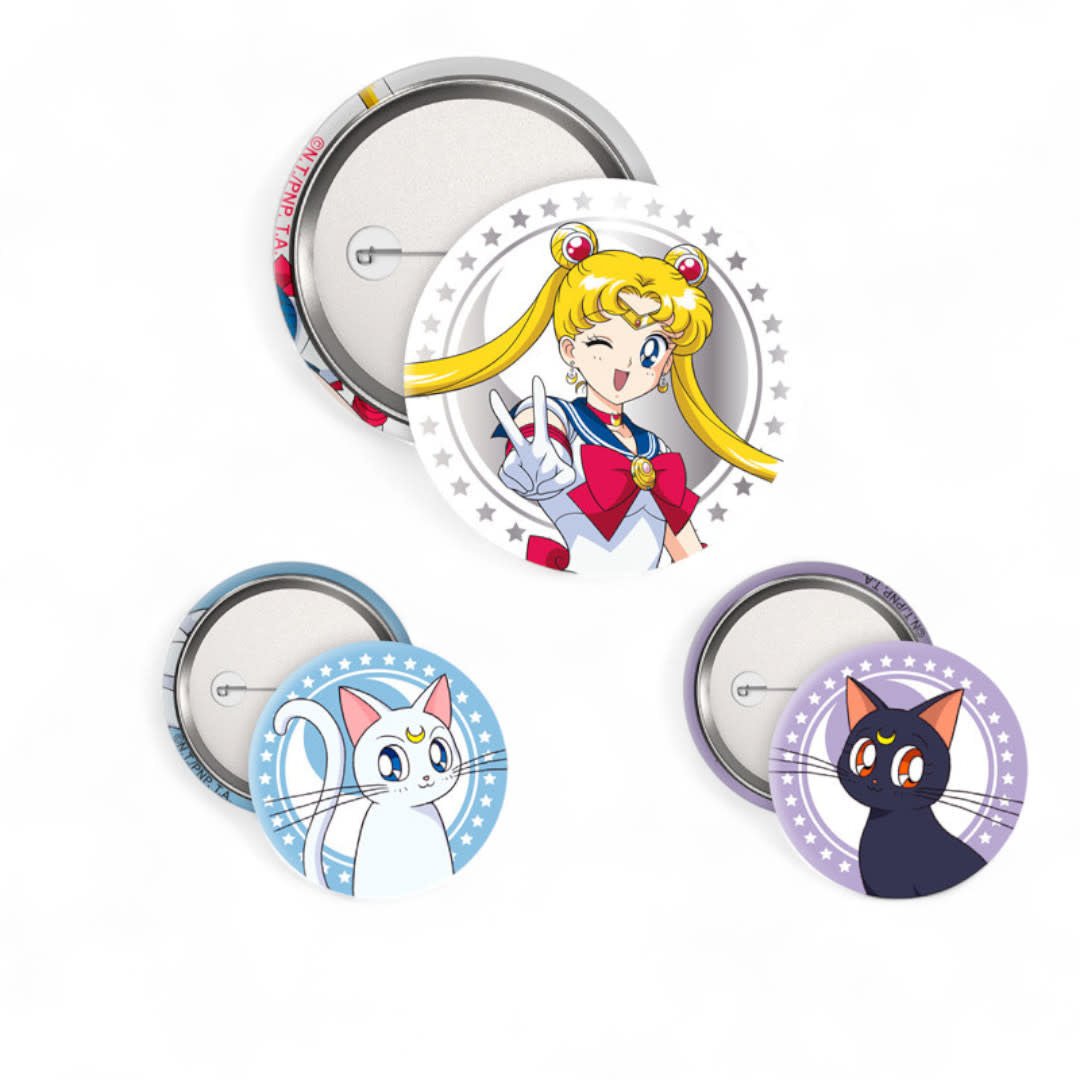 SAILOR MOON - Badge Pack - Sailor Moon, Luna & Artemis - Fans Geek Store