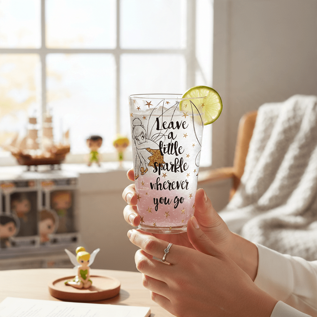 Tinkerbell drinkglas met gouden glitters - Fans Geek Storeproduct_type#Disney
