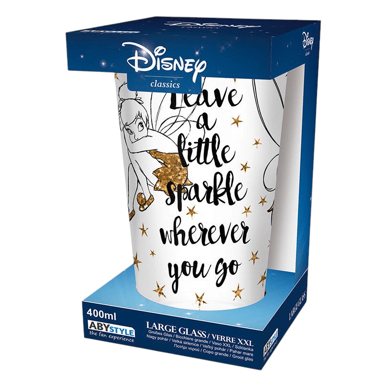 Tinkerbell drinkglas met gouden glitters - Fans Geek Storeproduct_type#Disney