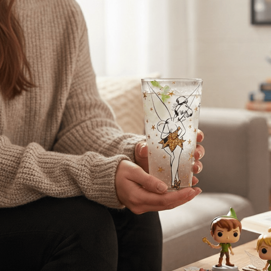 Tinkerbell drinkglas met gouden glitters - Fans Geek Storeproduct_type#Disney