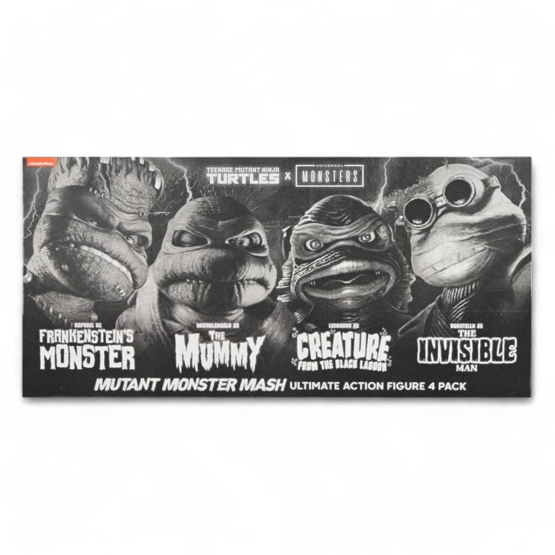 Universal Monsters x Teenage Mutant Ninja Turtles Action Figures 4 - Pack Turtles Black & White 18 cm - Fans Geek Store