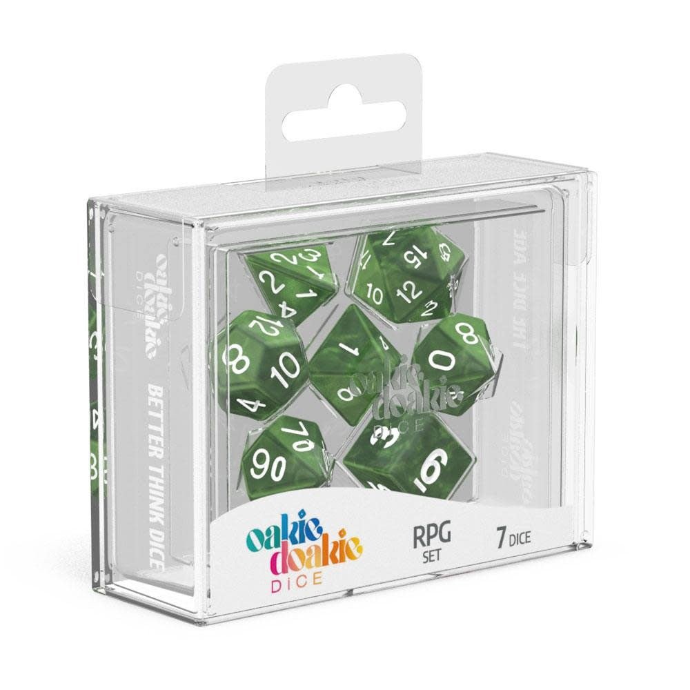 Oakie Doakie Dice RPG Set Marble - Green (7) - Fans Geek Store