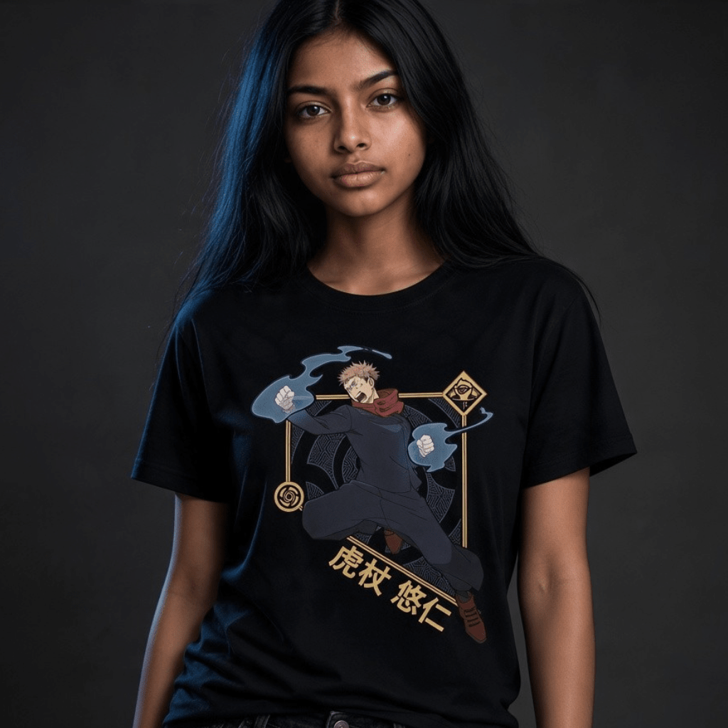 Yuji Itadori uniseks T-shirt – Jujutsu Kaisen zwart - Fans Geek Storeproduct_type#ABYstyle