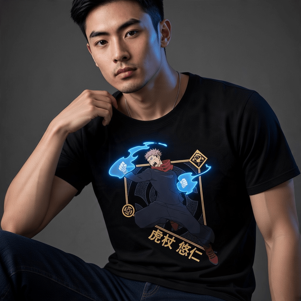Yuji Itadori uniseks T-shirt – Jujutsu Kaisen zwart - Fans Geek Storeproduct_type#ABYstyle